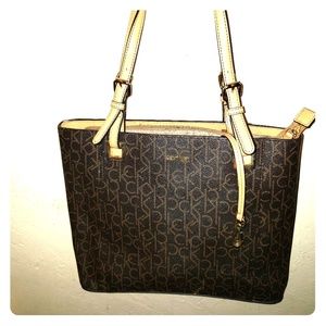 Calvin Klein Tan & Brown Handbag